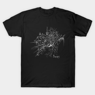 White on black Bruges canal T-Shirt